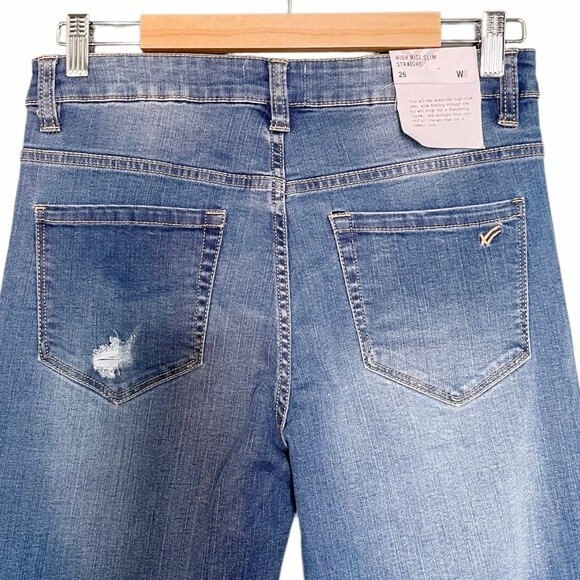 NWT William Rast Jeans High Rise Slim Straight Lagoon Wash Denim Size 26 | 2 NEW - Picture 4 of 13